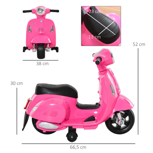 Elektro Motorrad Kinder 6V Elektromotorrad Mit Stützrädern, Scheinwerfer, Hupe 3km/h Für 1,5 3 Jahren, Rosa