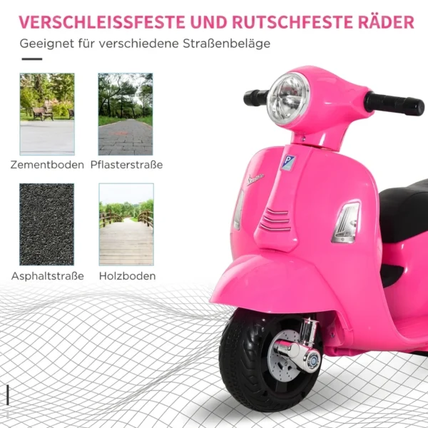 Elektro Motorrad Kinder 6V Elektromotorrad Mit Stützrädern, Scheinwerfer, Hupe 3km/h Für 1,5 3 Jahren, Rosa