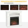 Elektrokamin Mit 3D LED Flammeneffekt, Heizkapazität 30 M², Fernbedienung, Weiß/Schwarz