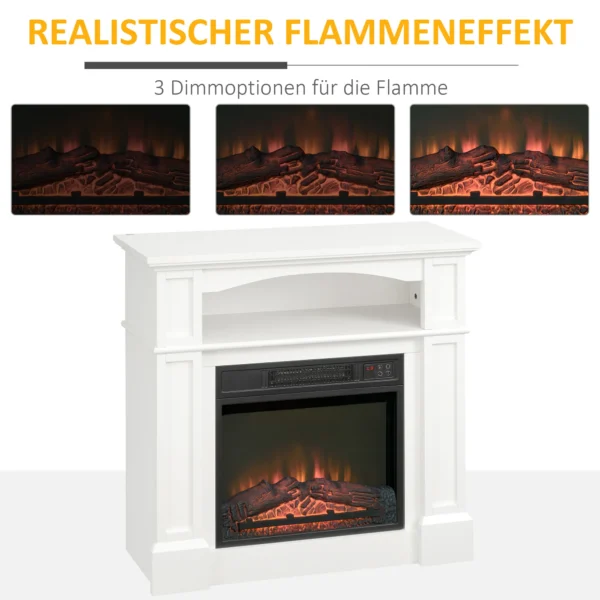 Elektrokamin Mit 3D LED Flammeneffekt, Heizkapazität 30 M², Fernbedienung, Weiß/Schwarz