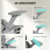 Ergonomische Bureaustoel, Mesh computerstoel Met Aparte Rugleuning, Lendensteun, 4D Inklapbare Armleuningen, Grijs