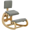 Ergonomische Kniestoel, Kniehocker Met Rugleuning, Corduroy look, Bureaustoel Voor Thuis, Kantoor, Meditatie, Donkergrijs