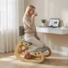 Ergonomische Kniestoel, Kniehocker Met Rugleuning, Corduroy look, Bureaustoel Voor Thuis, Kantoor, Meditatie, Donkergrijs