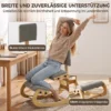 Ergonomische Kniestoel, Kniehocker Met Rugleuning, Corduroy look, Bureaustoel Voor Thuis, Kantoor, Meditatie, Donkergrijs