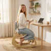 Ergonomische Kniestoel, Kniehocker Met Rugleuning, Corduroy look, Bureaustoel Voor Thuis, Kantoor, Meditatie, Donkergrijs