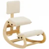 Ergonomische Kniestoel, Kniehocker Met Rugleuning, Koord look, Bureaustoel Voor Thuis, Kantoor, Meditatie, Crèmewit