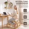 Ergonomische Kniestoel, Kniehocker Met Rugleuning, Koord look, Bureaustoel Voor Thuis, Kantoor, Meditatie, Crèmewit