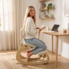 Ergonomische Kniestoel, Kniehocker Met Rugleuning, Koord look, Bureaustoel Voor Thuis, Kantoor, Meditatie, Crèmewit