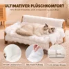 Erhöhtes Hundebett Mit Holzrahmen, Flauschigem Plüschkissen, Abnehmbarem Bezug Und Rutschfesten Füßen