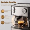 Espressomachine, 20 Bar Koffiemachine Met Melkopschuimer, 1,6 l Waterreservoir, Zwart