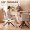 Esszimmerstühle 2er Set, Drehbarer Küchenstuhl Mit Armlehnen, Metallrahmen Für Wohnzimmer, Esszimmer, Beige