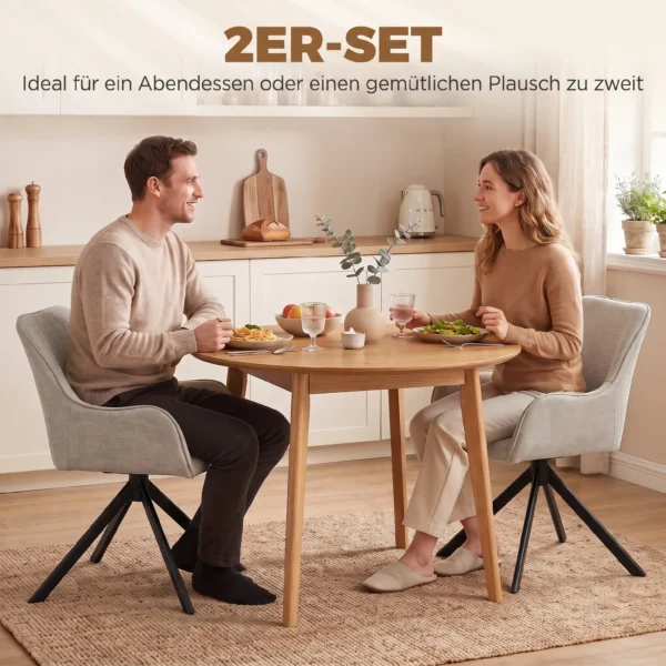 Esszimmerstühle 2er Set, Drehbarer Küchenstuhl Mit Armlehnen, Metallrahmen Für Wohnzimmer, Esszimmer, Beige