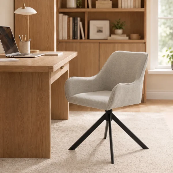 Esszimmerstühle 2er Set, Drehbarer Küchenstuhl Mit Armlehnen, Metallrahmen Für Wohnzimmer, Esszimmer, Beige