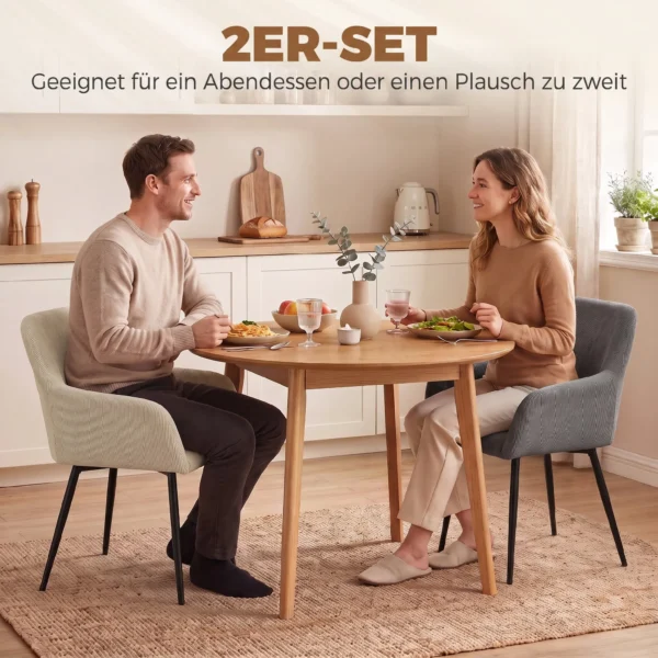 Esszimmerstühle 2er Set, Gepolsterte Küchenstühle Mit Metallbeinen, Cremeweiß