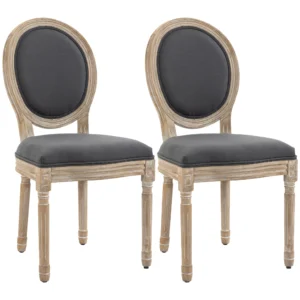 Esszimmerstühle 2er Set Küchenstuhl Mit Rückenlehne, Linenoptik, Sessel Polsterstuhl, Stühle, Wohnzimmerstuhl Mit Holzbeine Für Esstisch, Grau+Natur