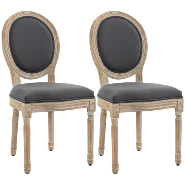 Esszimmerstühle 2er Set Küchenstuhl Mit Rückenlehne, Linenoptik, Sessel Polsterstuhl, Stühle, Wohnzimmerstuhl Mit Holzbeine Für Esstisch, Grau+Natur