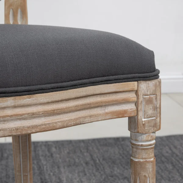 Esszimmerstühle 2er Set Küchenstuhl Mit Rückenlehne, Linenoptik, Sessel Polsterstuhl, Stühle, Wohnzimmerstuhl Mit Holzbeine Für Esstisch, Grau+Natur