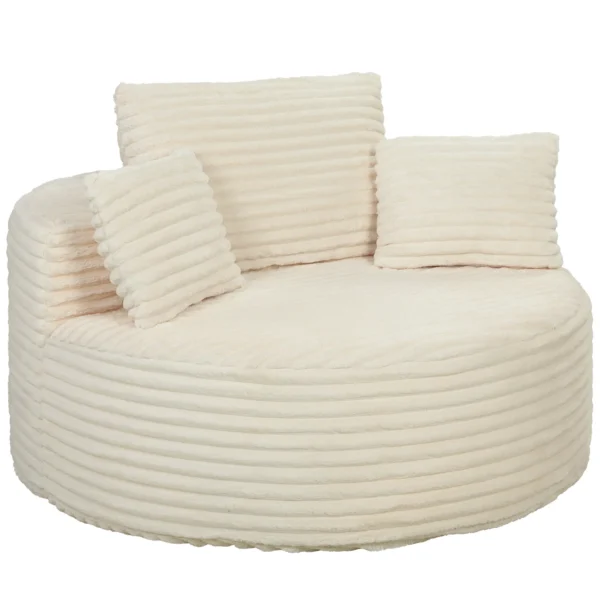 Fauteuil Met Diepe Zitting, Enkelzitsbank Zonder Vaste Frame, Volledig Schuimontwerp, 4 Kussens, Crèmewit