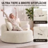 Fauteuil Met Diepe Zitting, Enkelzitsbank Zonder Vaste Frame, Volledig Schuimontwerp, 4 Kussens, Crèmewit