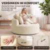 Fauteuil Met Diepe Zitting, Enkelzitsbank Zonder Vaste Frame, Volledig Schuimontwerp, 4 Kussens, Crèmewit