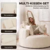 Fauteuil Met Diepe Zitting, Enkelzitsbank Zonder Vaste Frame, Volledig Schuimontwerp, 4 Kussens, Crèmewit