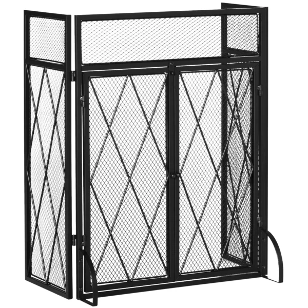 Funkenschutzgitter Funkenschutz, Klappbar, 3 teilig, 120 Cm Xx 79 Cm, Schwarz