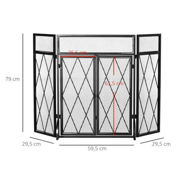 Funkenschutzgitter Funkenschutz, Klappbar, 3 teilig, 120 Cm Xx 79 Cm, Schwarz