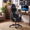 Gaming stoel Met Massage En Verwarmd Lendekussen, Ergonomisch, Linnenlook, 4D armleuningen, Hoofdsteun, Zwart