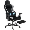 Gaming stoel Met Massage En Verwarmd Lendekussen, Ergonomisch, Linnenlook, 4D armleuningen, Hoofdsteun, Zwart