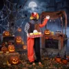 Geanimeerde Halloween Popcorn Clown Met Opschietend Hoofd, Griezelig Geluid, Kermismuziek En Lichtgevende Ogen