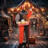 Geanimeerde Halloween Popcorn Clown Met Opschietend Hoofd, Griezelig Geluid, Kermismuziek En Lichtgevende Ogen