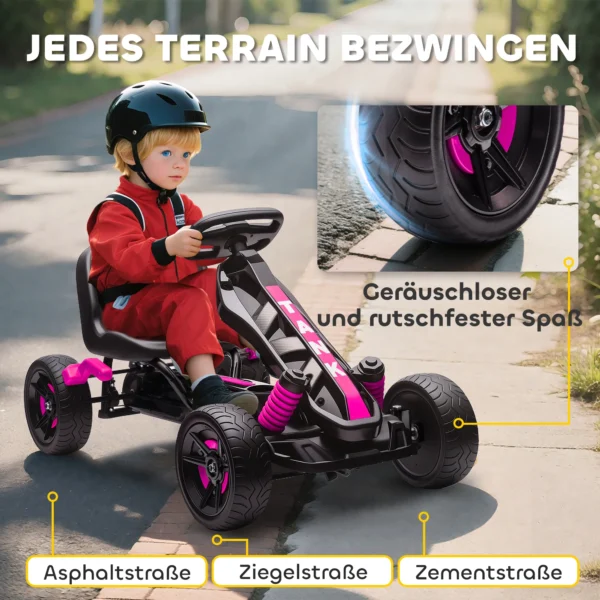Gokart Met Pedalen, Trapauto Voor Kinderen Met Rem, Antislip Wielen, Metalen Frame, 3 6 Jaar, Roze