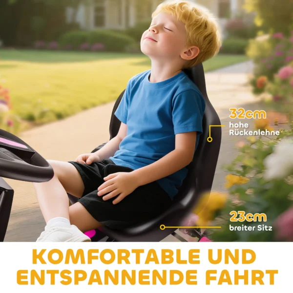 Gokart Met Pedalen, Trapauto Voor Kinderen Met Rem, Antislip Wielen, Metalen Frame, 3 6 Jaar, Roze