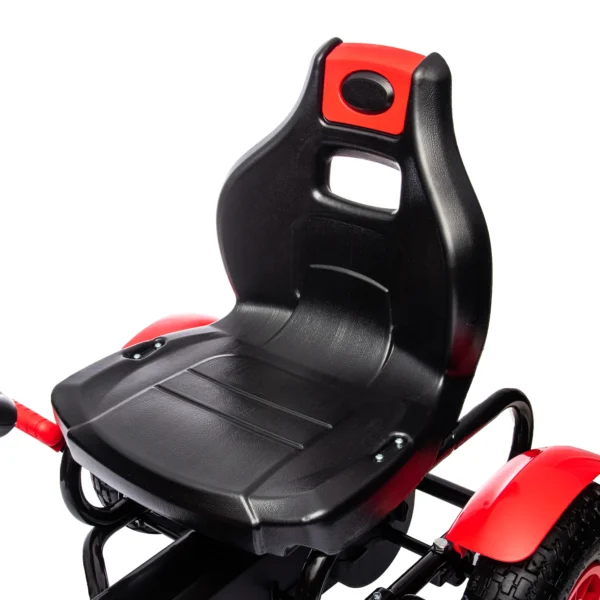 Gokart Trapauto Met Handrem, Verstelbare Stoel, Voor En Achteruitversnelling, Tot 50kg Voor Kinderen Van 5 12 Jaar Rood