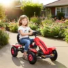 Gokart Trapauto Met Handrem, Verstelbare Stoel, Voor En Achteruitversnelling, Tot 50kg Voor Kinderen Van 5 12 Jaar Rood