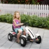 Gokart Tretauto Mit Handbremse, Verstellbarem Sitz, Vor Und Rückwärtsgang, Bis 50kg Für Kinder 5 12 Jahren Weiß