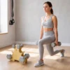 Halterset 3 Paar 1kg 3kg 5kg Dumbbells Met Houten Standaard, Antislip Handvat, Gietijzeren Hexagon Lichtgrijs