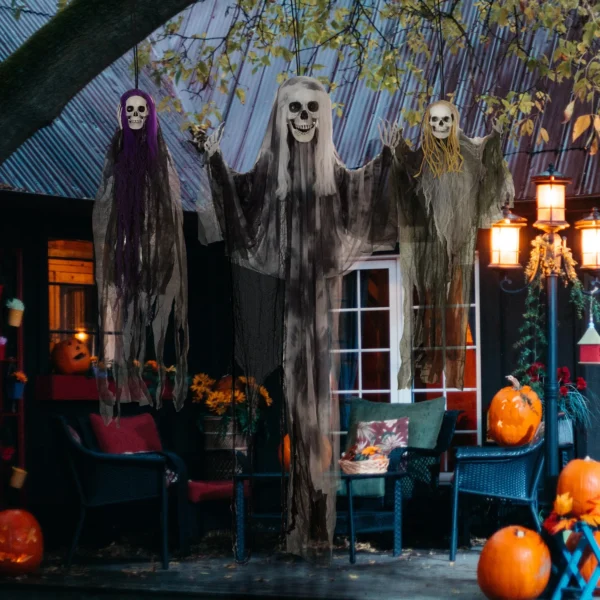 Hängende Skelett Geister, 3er Set, Halloweendeko, Verstellbare Arme, 90/110/200cm