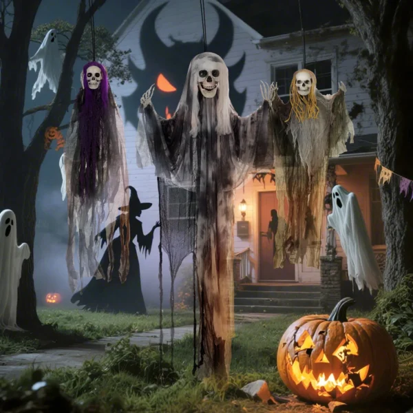 Hängende Skelett Geister, 3er Set, Halloweendeko, Verstellbare Arme, 90/110/200cm