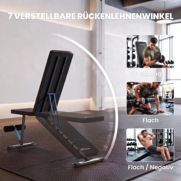 Hantelbank Verstellbar Trainingsbank Mit Beinstrecker 7 Fach Rückenlehne, Verstellbar Polster 300 Kg Last