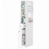 Hoge Smalle Badkamerkast 135 Cm Met 2 Lades, 2 Zijplanken, 3 Vakken, 18x40x135 Cm, Wit
