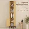 Hoher Badezimmerschrank, Schmaler Badschrank Mit Offenen Ablagen Und Verstellbarem Einlegeboden, Naturholzoptik
