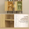 Hoher Badezimmerschrank, Schmaler Badschrank Mit Offenen Ablagen Und Verstellbarem Einlegeboden, Naturholzoptik