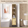 Hoher Badezimmerschrank, Schmaler Badschrank Mit Offenen Ablagen Und Verstellbarem Einlegeboden, Naturholzoptik