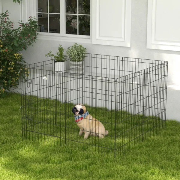 Huisdierenren, Speelren Voor Puppy's En Kleine Honden, Met Deur, Geschikt Voor Binnen En Buiten, 91cm, Zwart