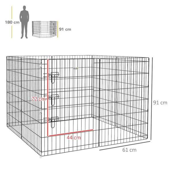 Huisdierenren, Speelren Voor Puppy's En Kleine Honden, Met Deur, Geschikt Voor Binnen En Buiten, 91cm, Zwart