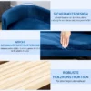 Hundesofa Hundebett Aus Holländischem Samt Hundecouch Mit Rückenlehne, Holzbeine, Kissen Blau