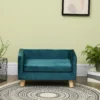 Hundesofa Hundebett Hundecouch Aus Samt Mit Rückenlehne, Holzbeine, Kissen, Bis Zu 8 Kg 64 X 45 X 36 Cm Blau