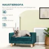 Hundesofa Hundebett Hundecouch Aus Samt Mit Rückenlehne, Holzbeine, Kissen, Bis Zu 8 Kg 64 X 45 X 36 Cm Blau