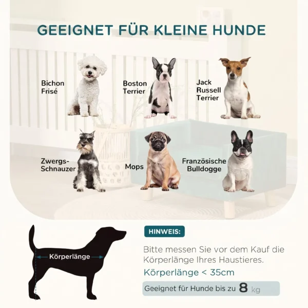 Hundesofa Hundebett Hundecouch Aus Samt Mit Rückenlehne, Holzbeine, Kissen, Bis Zu 8 Kg 64 X 45 X 36 Cm Blau